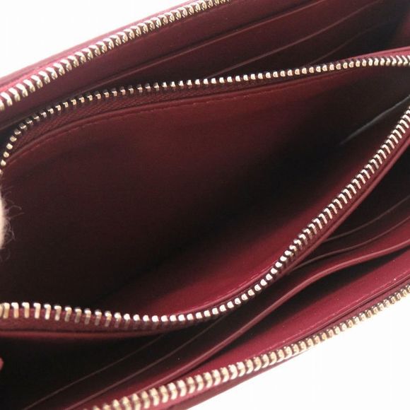 Bottega Veneta Marco Polo Leather Bordeaux 573431 Round Zipper Long Wallet Red - Picture 6 of 7